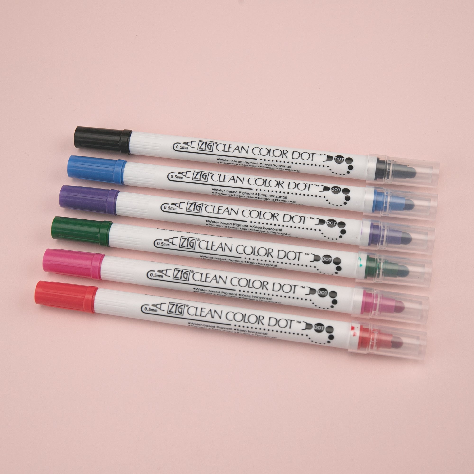 Kuretake Zig Clean Colour Dot Basic Double-Sided Marker - 6 Color Set - Stationery Pal