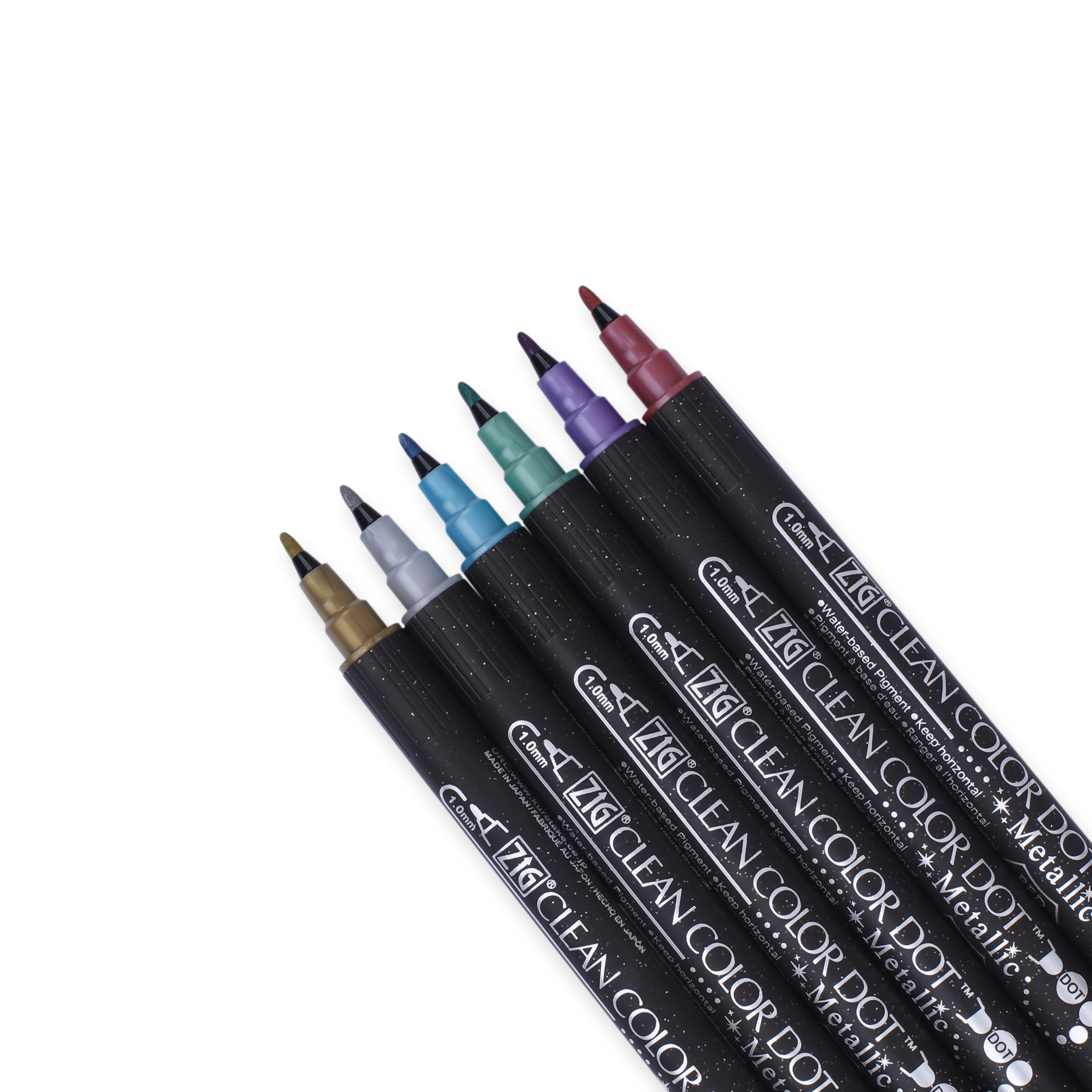 Kuretake Zig Clean Colour Dot Metallic Double-Sided Marker - 6 Color Set - Stationery Pal