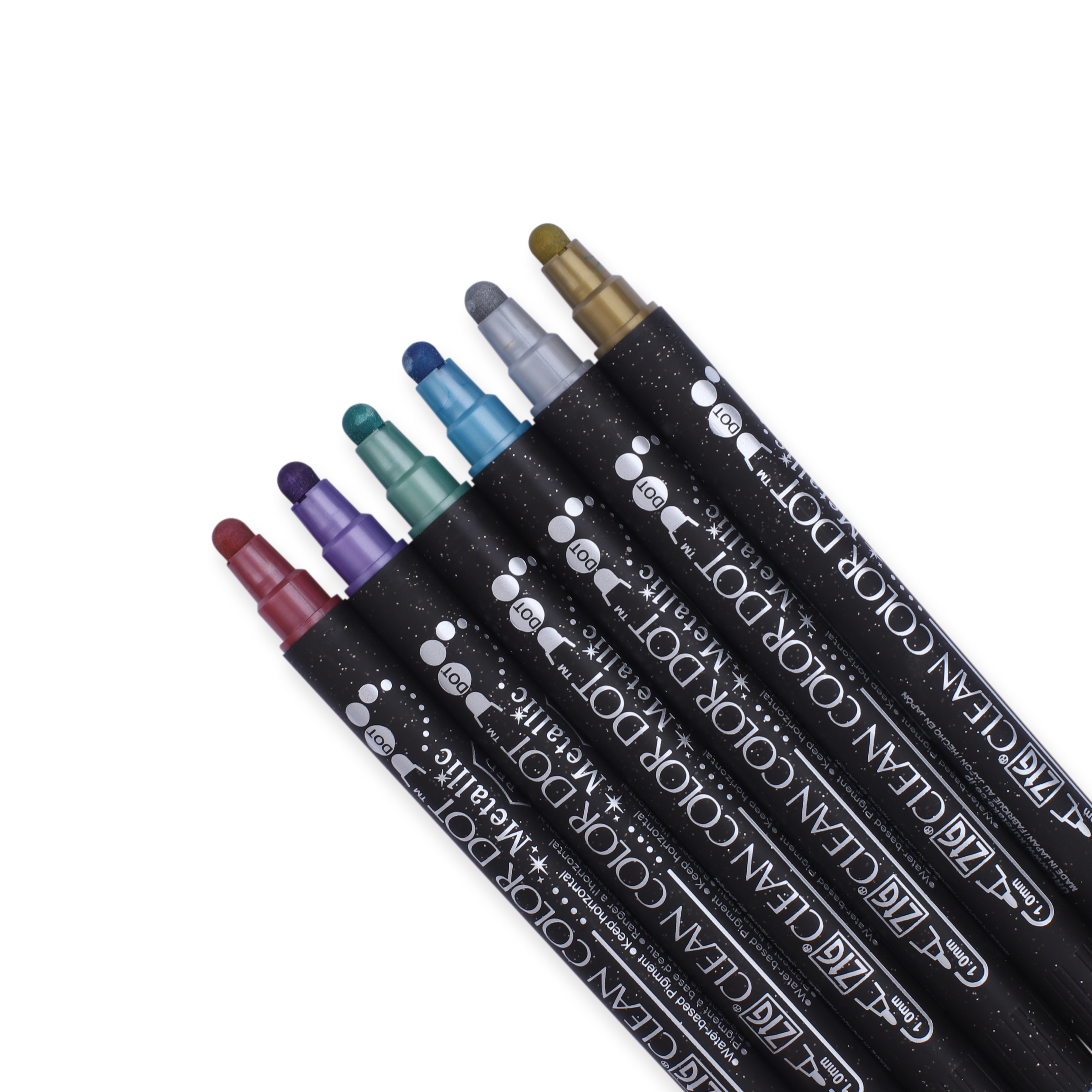 Kuretake Zig Clean Colour Dot Metallic Double-Sided Marker - 6 Color Set - Stationery Pal