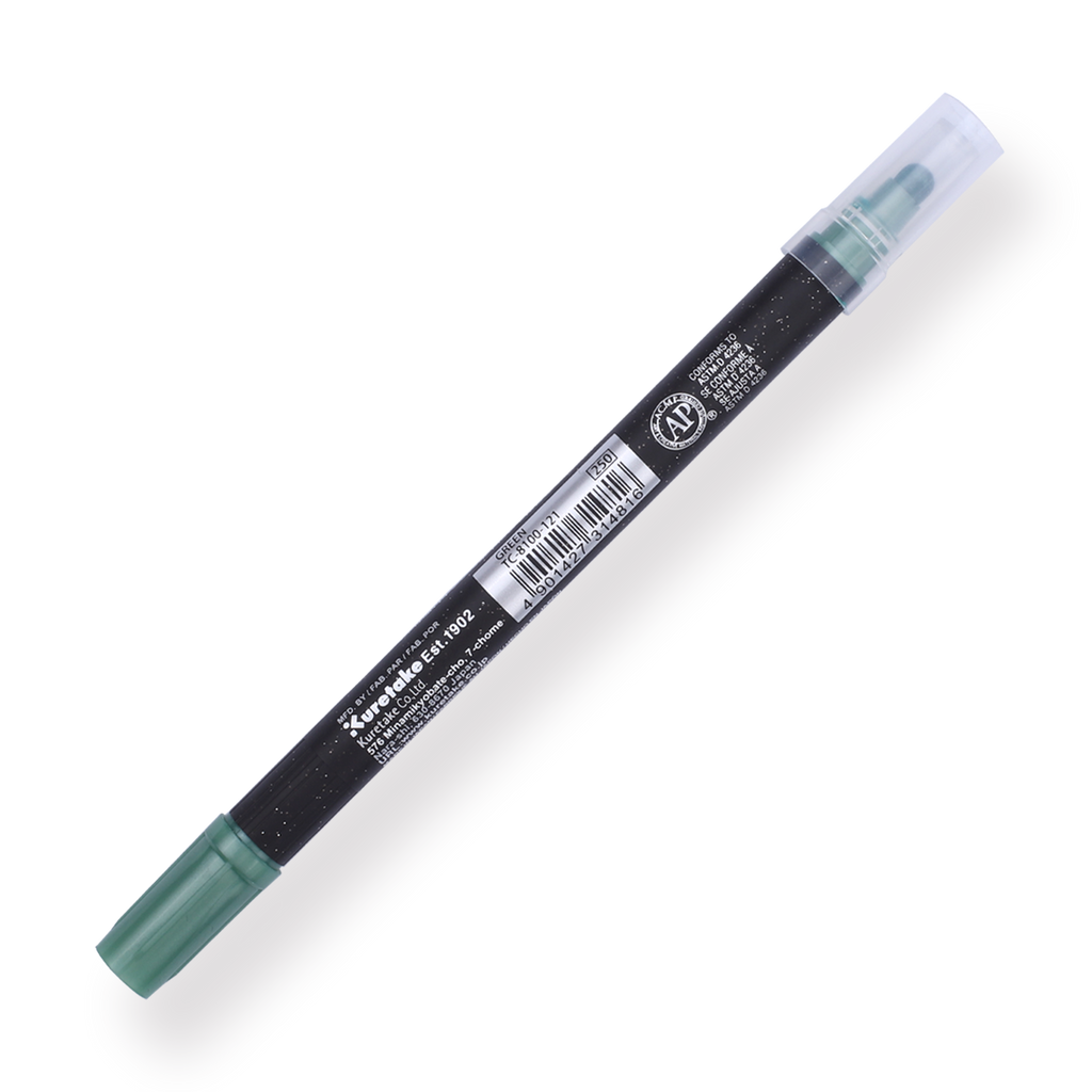 Kuretake Zig Clean Colour Dot Metallic Double-Sided Marker - Green 121 - Stationery Pal