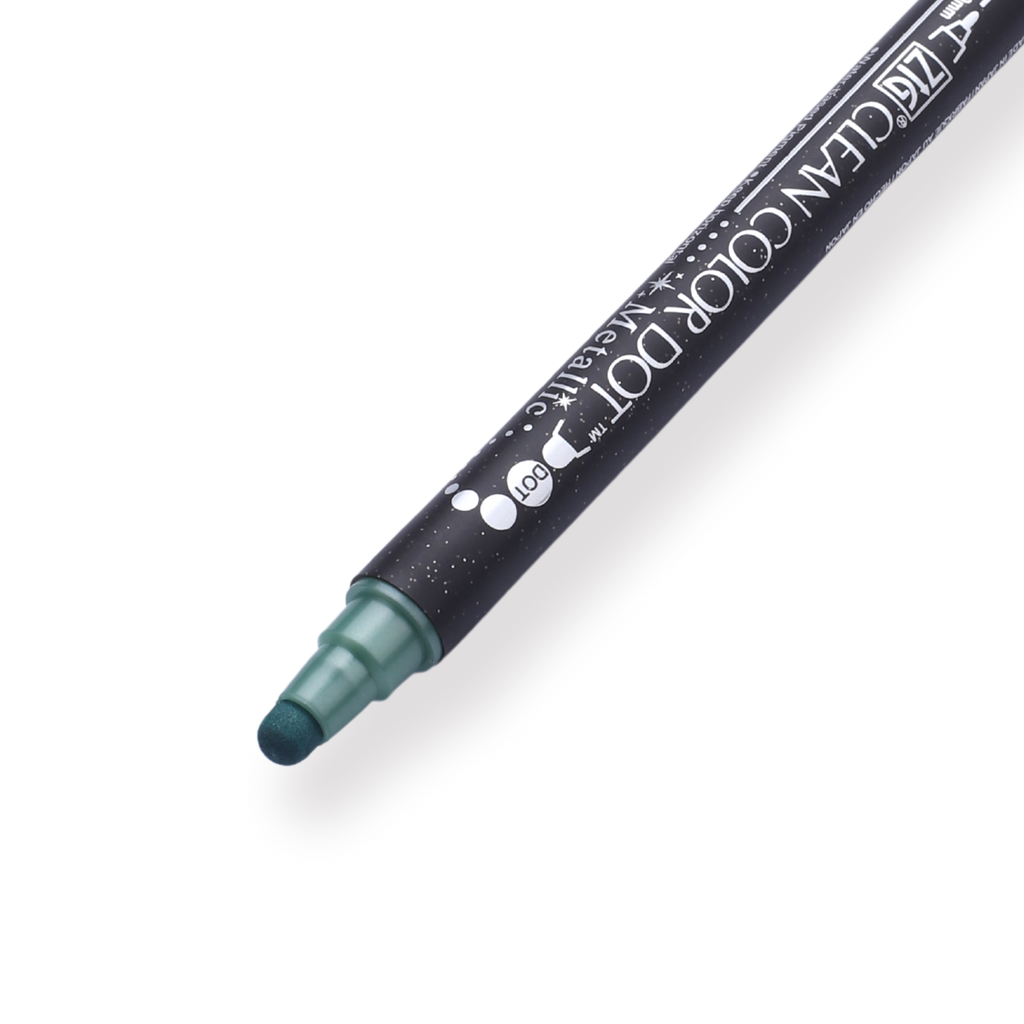 Kuretake Zig Clean Colour Dot Metallic Double-Sided Marker - Green 121 - Stationery Pal