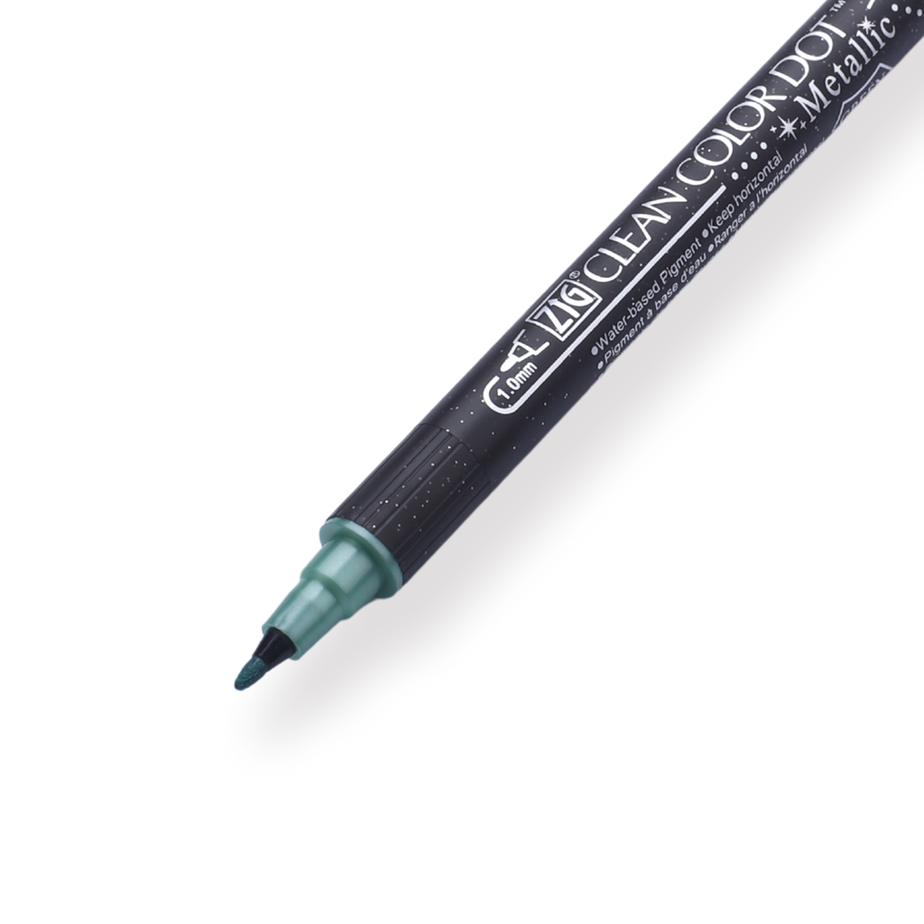 Kuretake Zig Clean Colour Dot Metallic Double-Sided Marker - Green 121 - Stationery Pal
