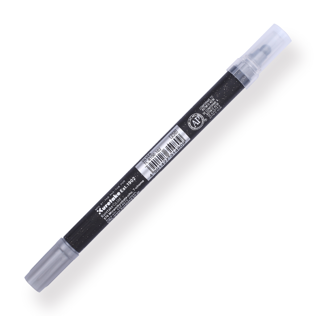 Kuretake Zig Clean Colour Dot Metallic Double-Sided Marker - Silver 102 - Stationery Pal