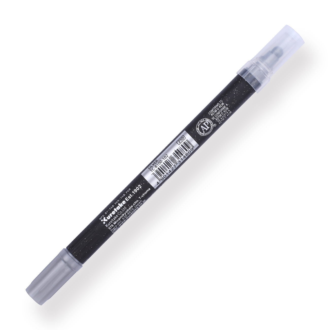 Kuretake Zig Clean Colour Dot Metallic Double-Sided Marker - Silver 102 - Stationery Pal
