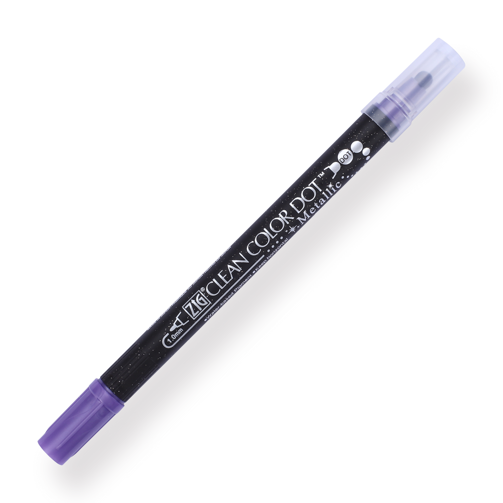 Kuretake Zig Clean Colour Dot Metallic Double-Sided Marker - Violet 124 - Stationery Pal