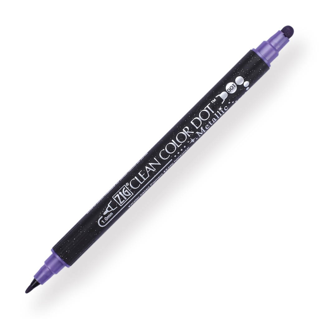 Kuretake Zig Clean Colour Dot Metallic Double-Sided Marker - Violet 124 - Stationery Pal