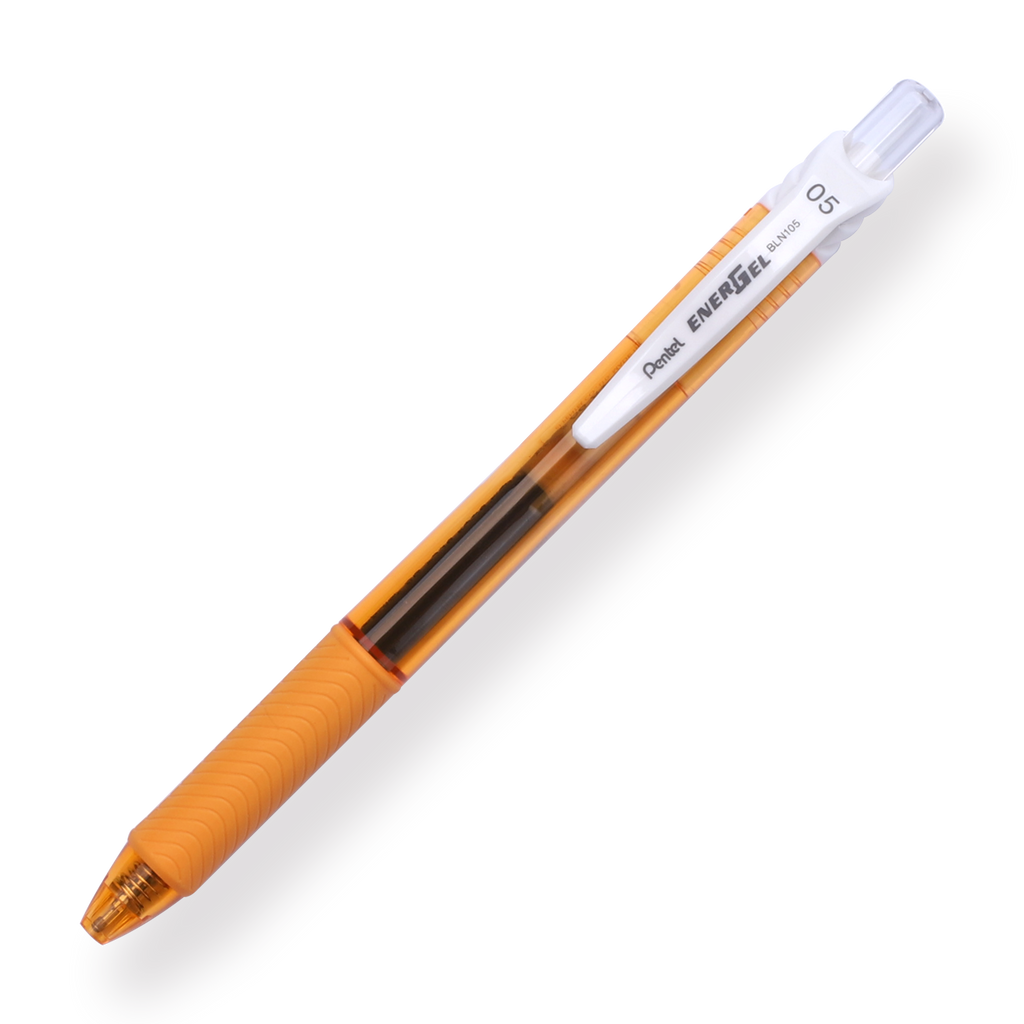 Pentel EnerGel-X Gel Pen - Needle-Point - 0.5 mm - Black (Orange Body) - Stationery Pal