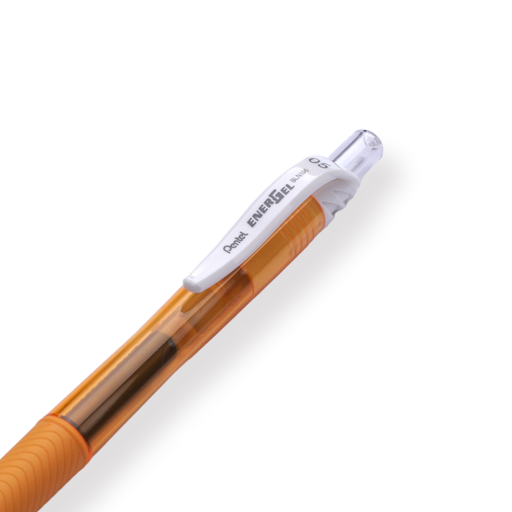Pentel EnerGel-X Gel Pen - Needle-Point - 0.5 mm - Black (Orange Body) - Stationery Pal